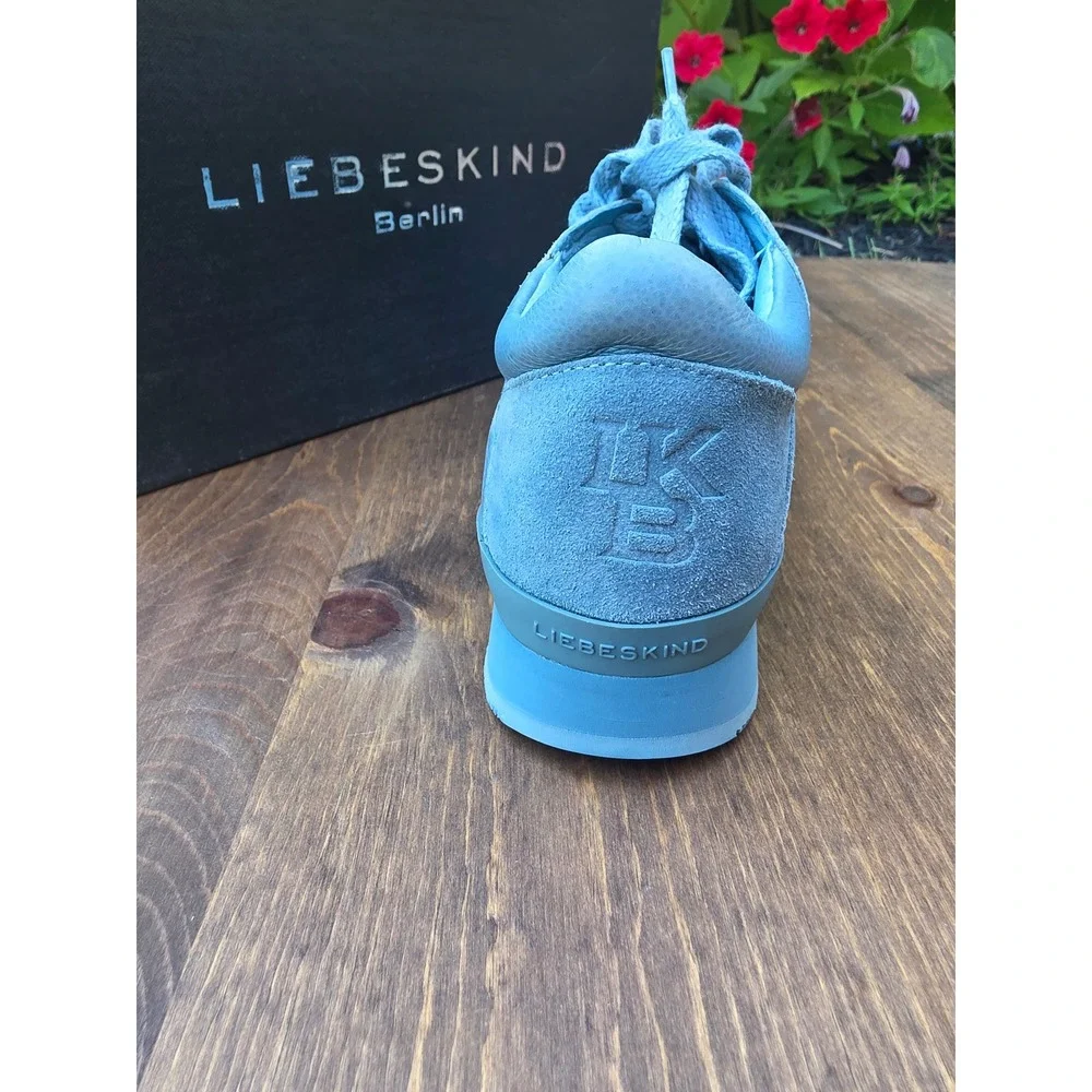 New- Liebeskind Berlin Double Sneakers Light Blue Suede Leather Mesh Size 6